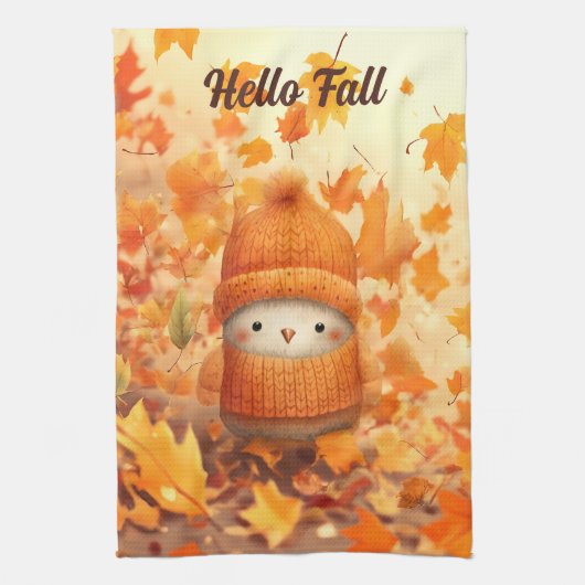 Niedlicher Herbstvogel für Herbst verkleidet Geschirrtuch (Vertikal)