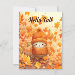 Niedlicher Herbstvogel für Herbst verkleidet Postkarte