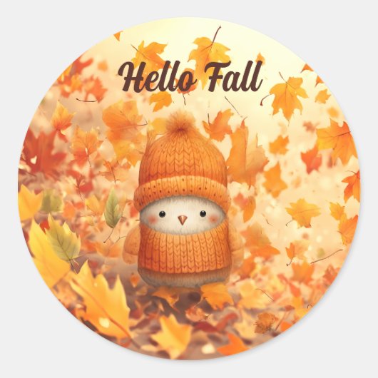 Niedlicher Herbstvogel für Herbst verkleidet Runder Aufkleber (Vorderseite)