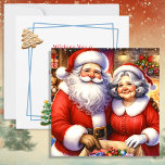 Niedlicher Herr und Frau Santa Claus Personalisier Feiertagskarte<br><div class="desc">Personalisierte Weihnachtskarte mit Herrn und Frau Santa Claus. Niedliche ai Aquarellbild in Vintagem Ambiente. Niedlich grenzt an Zuckerkekse.</div>