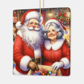 Niedlicher Herr und Frau Santa Claus Personalisier Keramikornament (Links)