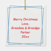 Niedlicher Herr und Frau Santa Claus Personalisier Keramikornament (Rückseite)