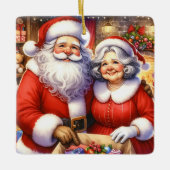 Niedlicher Herr und Frau Santa Claus Personalisier Keramikornament (Vorderseite)