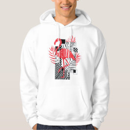 Niedlicher Herrenjunge mit rotem Flamingo-Druck Hoodie