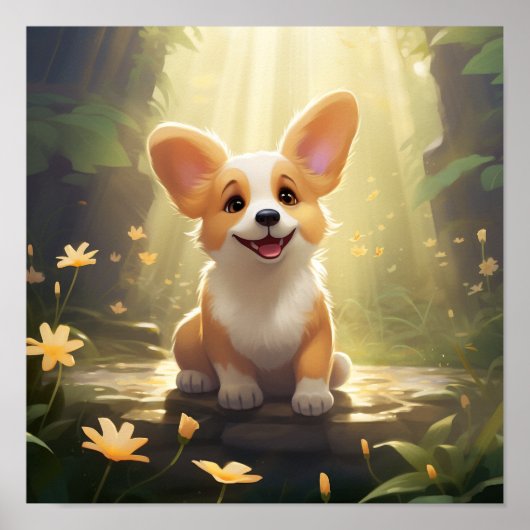 Niedlicher herunterladbarer walisischer Corgi Poster (Vorne)