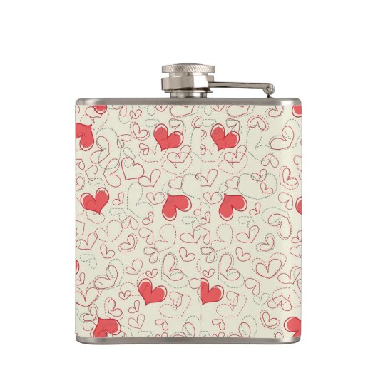 Niedlicher Herz-Hintergrund Flachmann (Rückseite)