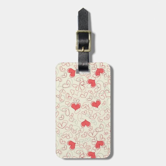 Niedlicher Herz-Hintergrund Gepäckanhänger (Vorderseite vertikal)