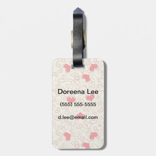 Niedlicher Herz-Hintergrund Gepäckanhänger (Rückseite vertikal)