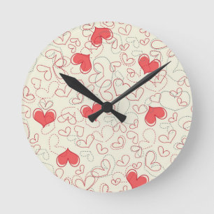 Niedlicher Herz-Hintergrund Runde Wanduhr