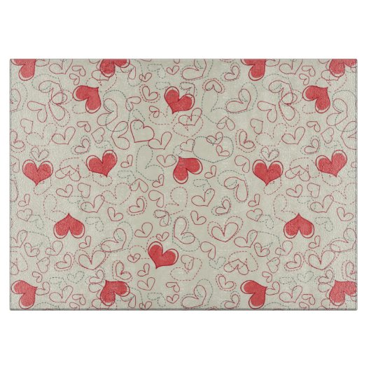 Niedlicher Herz-Hintergrund Schneidebrett (Vorderseite)