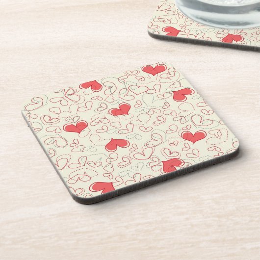 Niedlicher Herz-Hintergrund Untersetzer (Linke Seite)