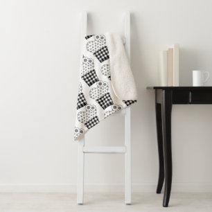 Niedlicher Herzkaktus Karierte Pflanze Pot Muster Sherpadecke