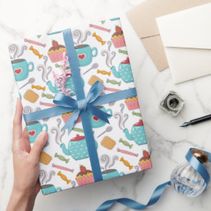 Niedlicher Herzklopfen Tee Biscuit Cupcake Geschenkpapier