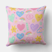 Niedlicher Herzklopfen und Doodles Akzent Kissen (Rückseite)
