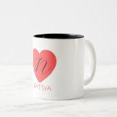 niedlicher Herzname Initial stilvolle Kaffee Tasse (VorderseiteRechts)