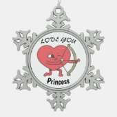 Niedlicher Herzträger mit Design "Liebe You Prince Schneeflocken Zinn-Ornament (Vorderseite)