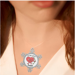 Niedlicher Herzträger mit Design "Liebe You Prince Schneeflocken Zinn-Ornament
