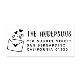 Niedlicher Herzumschlag Moderne Bezeichnung & Rück Gummistempel