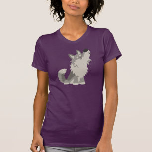 Niedlicher HeulenCartoon-Wolf-Frauen-T - Shirt
