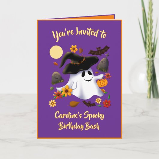 Niedlicher Hexen-Geist-Trick oder Friedhof behande Karte (Vorderseite)