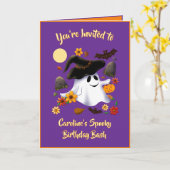 Niedlicher Hexen-Geist-Trick oder Friedhof behande Karte (Gelbe Blume)