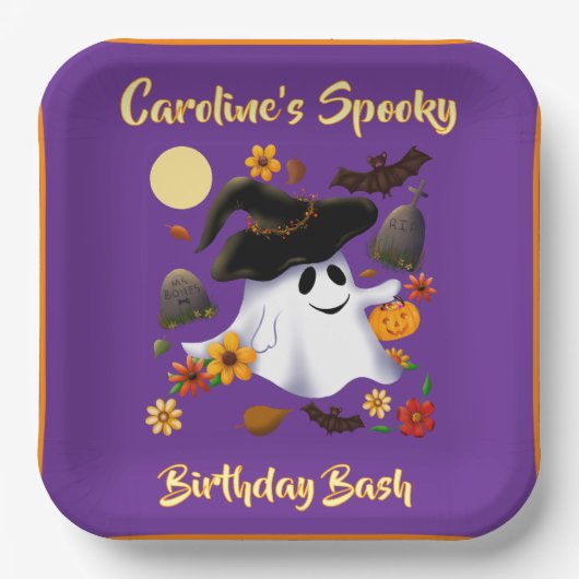 Niedlicher Hexen-Geist-Trick oder Friedhof behande Pappteller (Vorderseite)