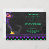 Niedlicher Hexenboot mit Candy-Halloween-Party Einladung (Rückseite)