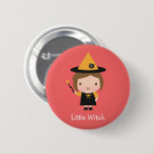 Niedlicher Hexenmädchen, Halloweenname Button (Vorne & Hinten)