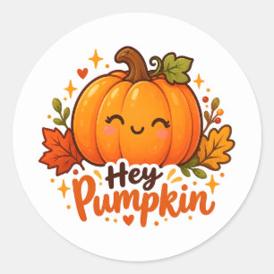 Niedlicher Hey Kürbis Herbst Halloween Aufkleber