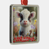 Niedlicher Highland Cow Calf Weihnachten Personali Ornament Aus Metall (Rechts)