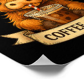 Niedlicher Highland Cow Drink Kaffee Funny für Dam Poster (Ecke)