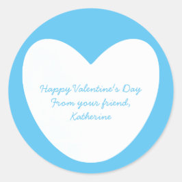 Niedlicher Himmelsblauer Hörsaal Valentinstag Runder Aufkleber