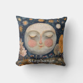 Niedlicher Himmelsmond Monogram Name Kids Simple Kissen (Vorderseite)