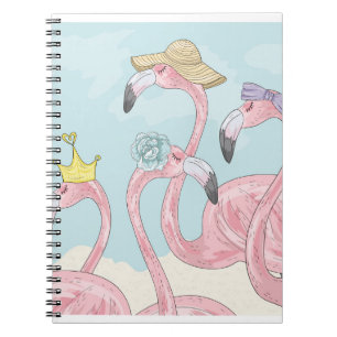 Niedlicher Hintergrund mit Flamingos. Sommerlicher Notizblock