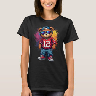 Niedlicher Hip Hop Teddy Bear Football T - Shirt