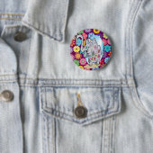 Niedlicher Hippie-Elefant mit bunten Blumen Button (Beispiel)