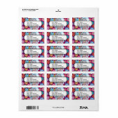 Niedlicher Hippie Elephant mit bunten Blume Adressaufkleber (Vorne)