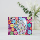 Niedlicher Hippie Elephant mit bunten Blume Postkarte (Stehend Vorderseite)
