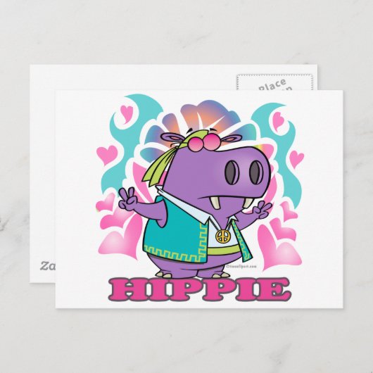 niedlicher Hippie-Hippie-Hippie-Cartoon mit Text Postkarte (Vorne/Hinten)