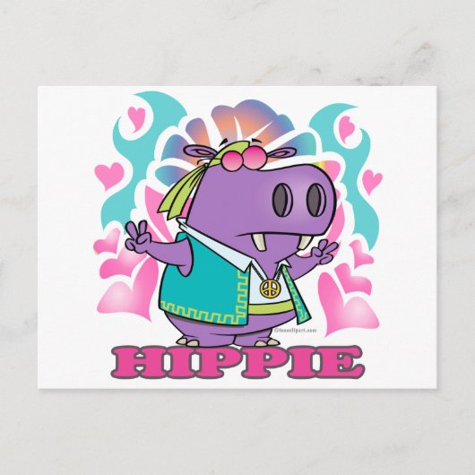 niedlicher Hippie-Hippie-Hippie-Cartoon mit Text Postkarte (Vorderseite)