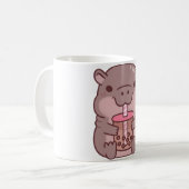 Niedlicher Hippo Drinking Bubble Tee Kaffeetasse (Vorderseite Links)