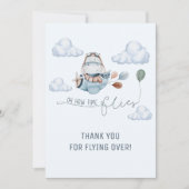 Niedlicher Hippo Fliegt Flugzeug & Wolken, erster  Dankeskarte (Vorderseite)