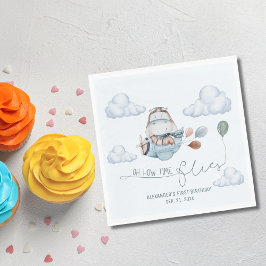 Niedlicher Hippo Fliegt Flugzeug & Wolken, erster Serviette