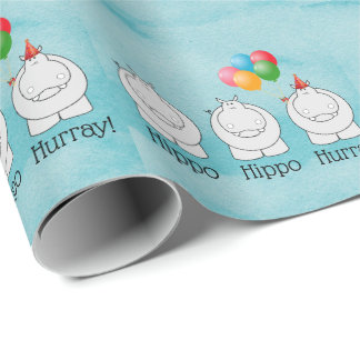 Niedlicher Hippo Hippo Hurray Geburtstag Geschenkpapier