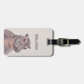 Niedlicher Hippo-Individuelle Name  Gepäckanhänger (Vorderseite horizontal)