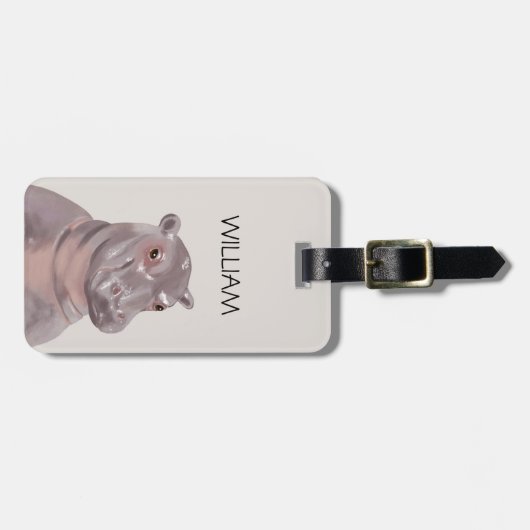 Niedlicher Hippo-Individuelle Name Gepäckanhänger (Vorderseite horizontal)