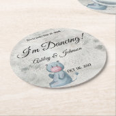 Niedlicher Hippo Kawaii Style Animal Runder Pappuntersetzer (Angewinkelt)