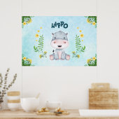 Niedlicher Hippo-Kinderzimmer-Raum Poster (Küche)