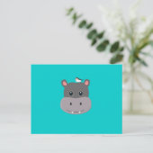 niedlicher Hippo mit Vogel Postkarte (Stehend Vorderseite)