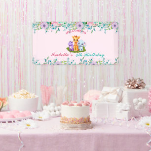 Niedlicher Hippo-Safari-Dschungel Tiere Geburtstag Banner